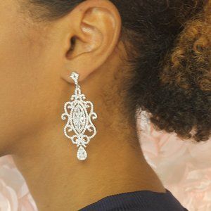 New Sterling Silver, Glamorous Chandelier Earrings